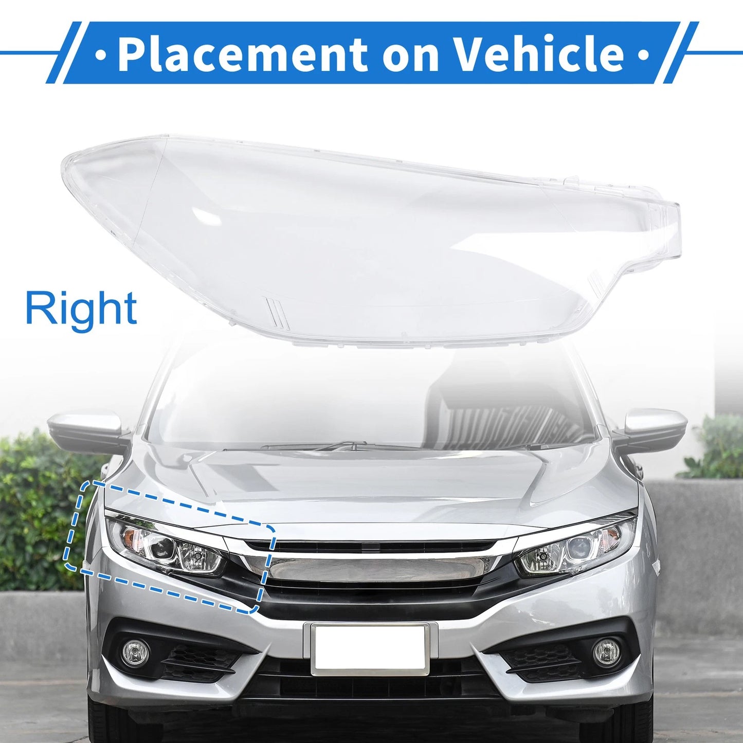 Front Right Headlight Lens Cover for Kia Forte (2013-2015)