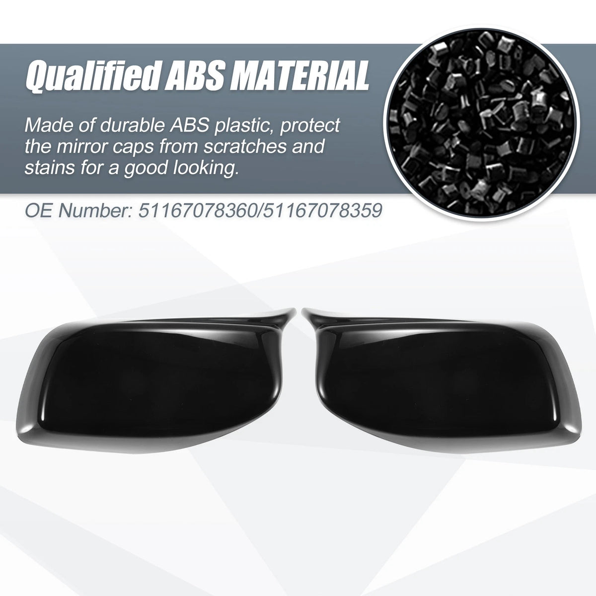 Rearview Mirror Cover Cap Gloss Black for BMW E60 E61 525i 530i 545i 550i