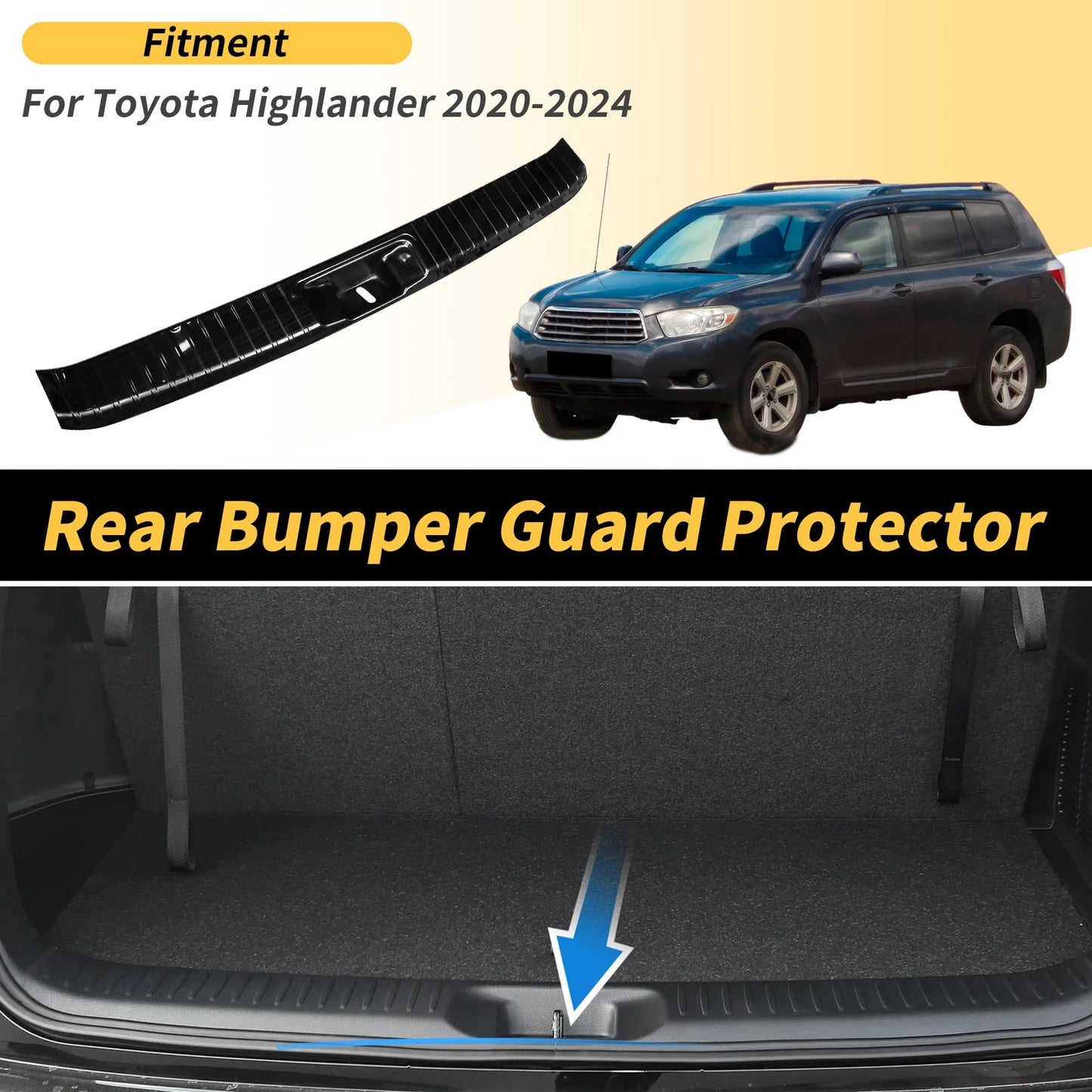 Bumper Guards Black for Toyota Highlander (2020-2024) 1 Pc