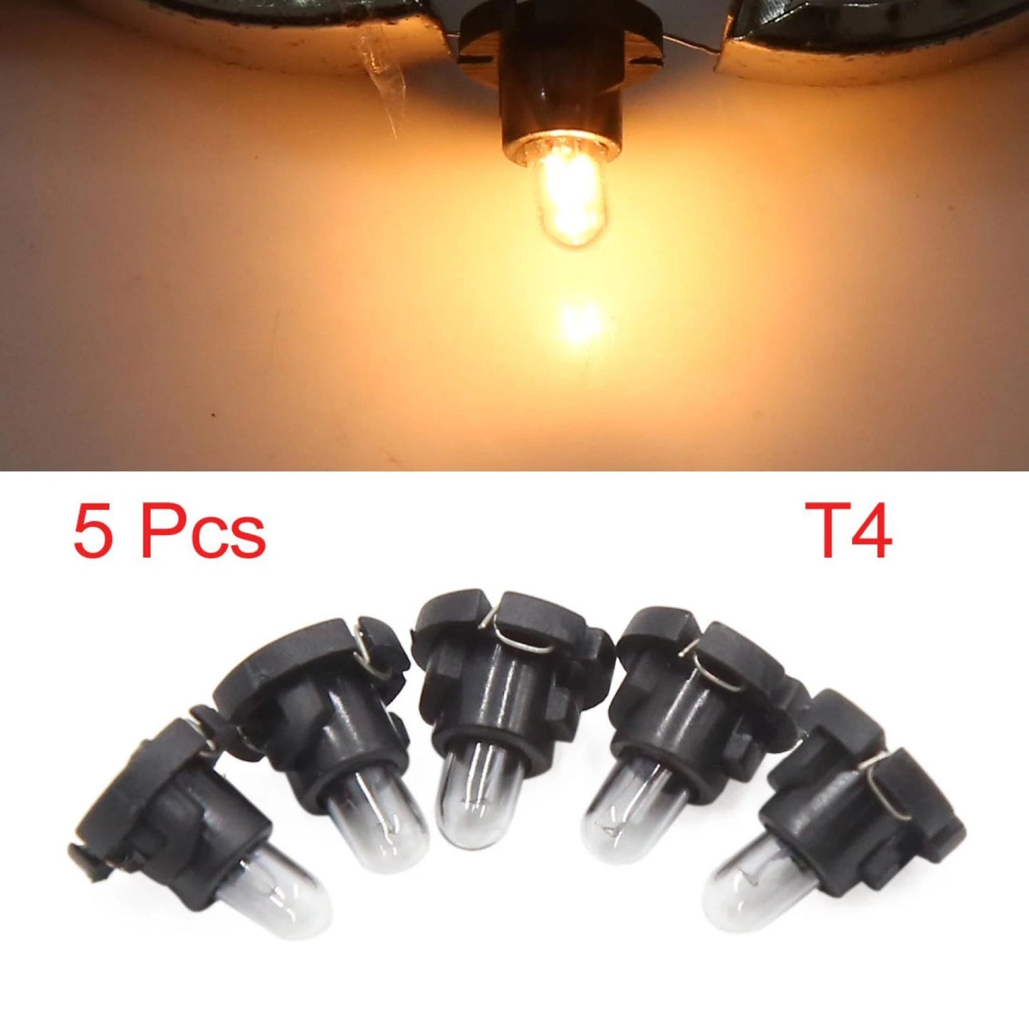5 x Mini T4 Amber LED Dashboard Bulbs for Auto Speedometer (Various Years)