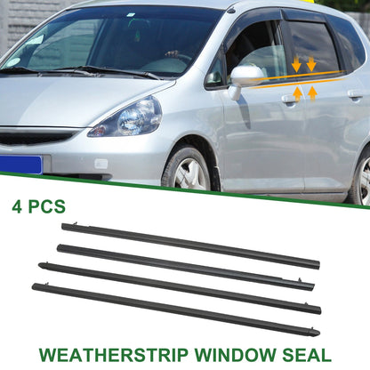 4 Pcs Weatherstrip Window Seal for Honda Fit (2015-2020) Black