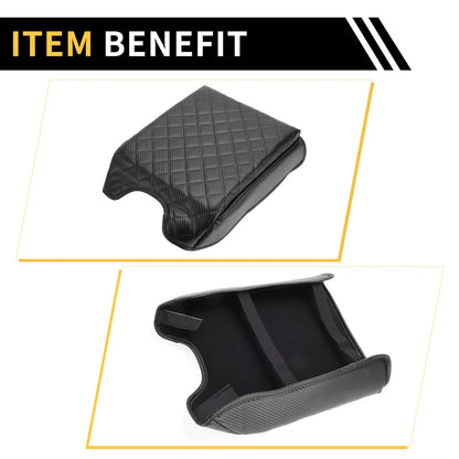 Console Lid Armrest Cover for Ford - Microfiber Leather Carbon Fiber Black