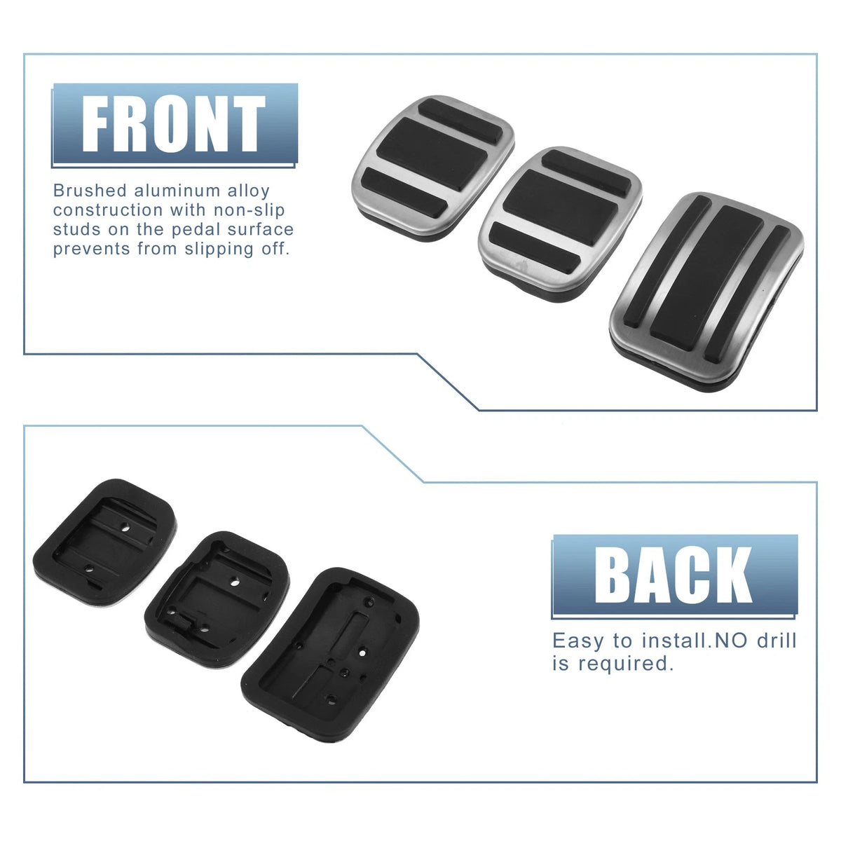 3 Pcs Accelerator & Brake Pedal Covers for Peugeot 3008 (2017-2021)