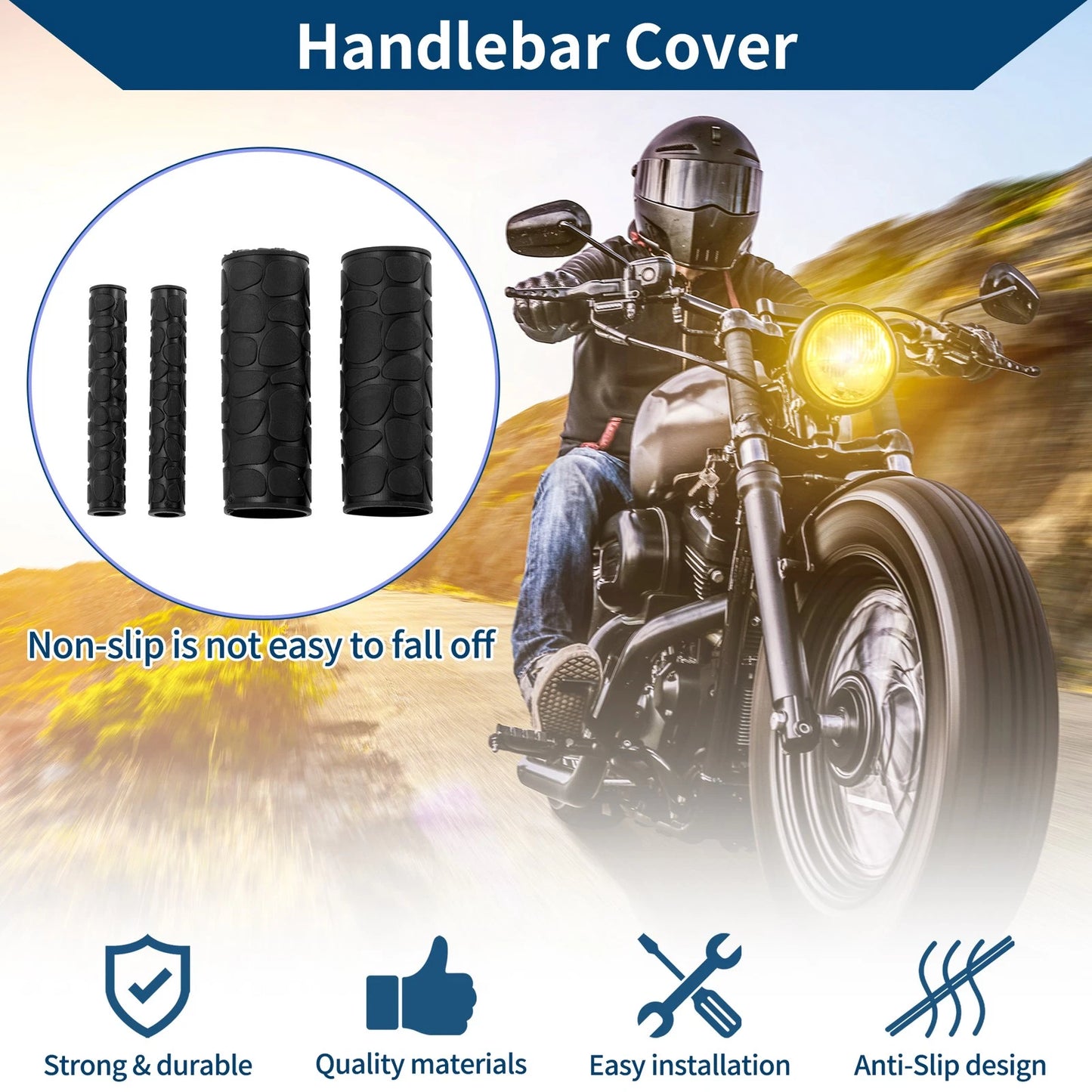 1 x Hand Grips Cover for Motorcycle Rubber Black