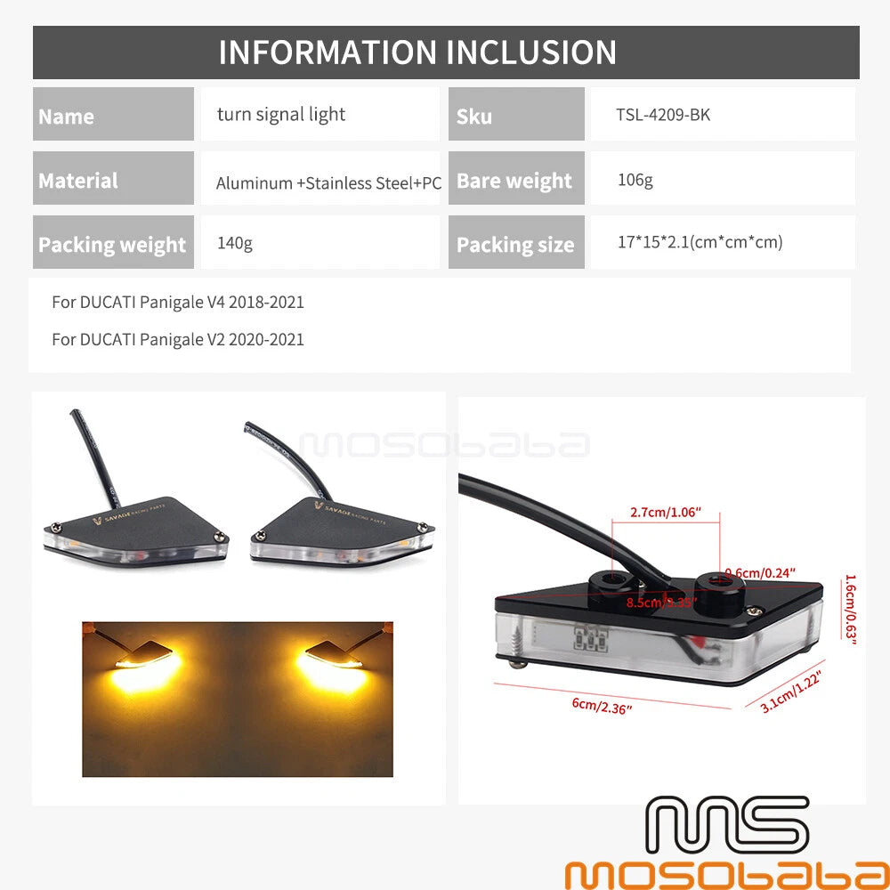 LED Mirror Block Off Turn Signals for Ducati Panigale V2 V4 (2018-2021)