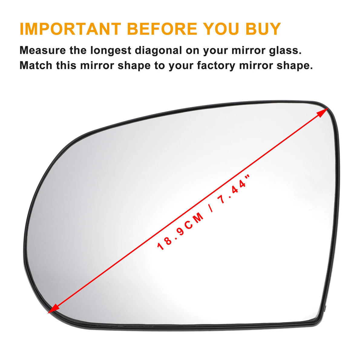 Left Side White Convex Heated Mirror Glass for JEEP GRAND CHEROKEE, Compass