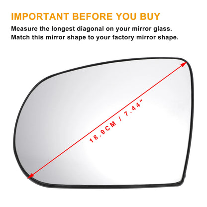 Left Side White Convex Heated Mirror Glass for JEEP GRAND CHEROKEE, Compass
