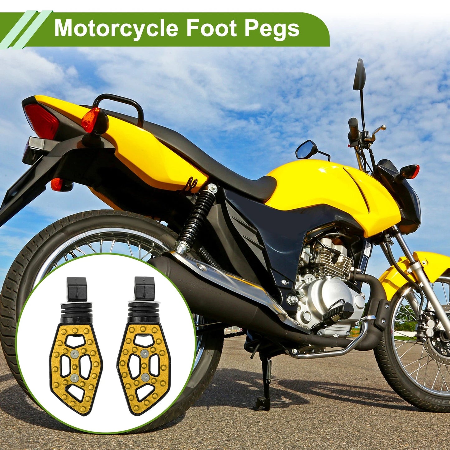 FootPegs 5.1" Rear Foot Pegs Gold Tone 1 pair for Motorcycle