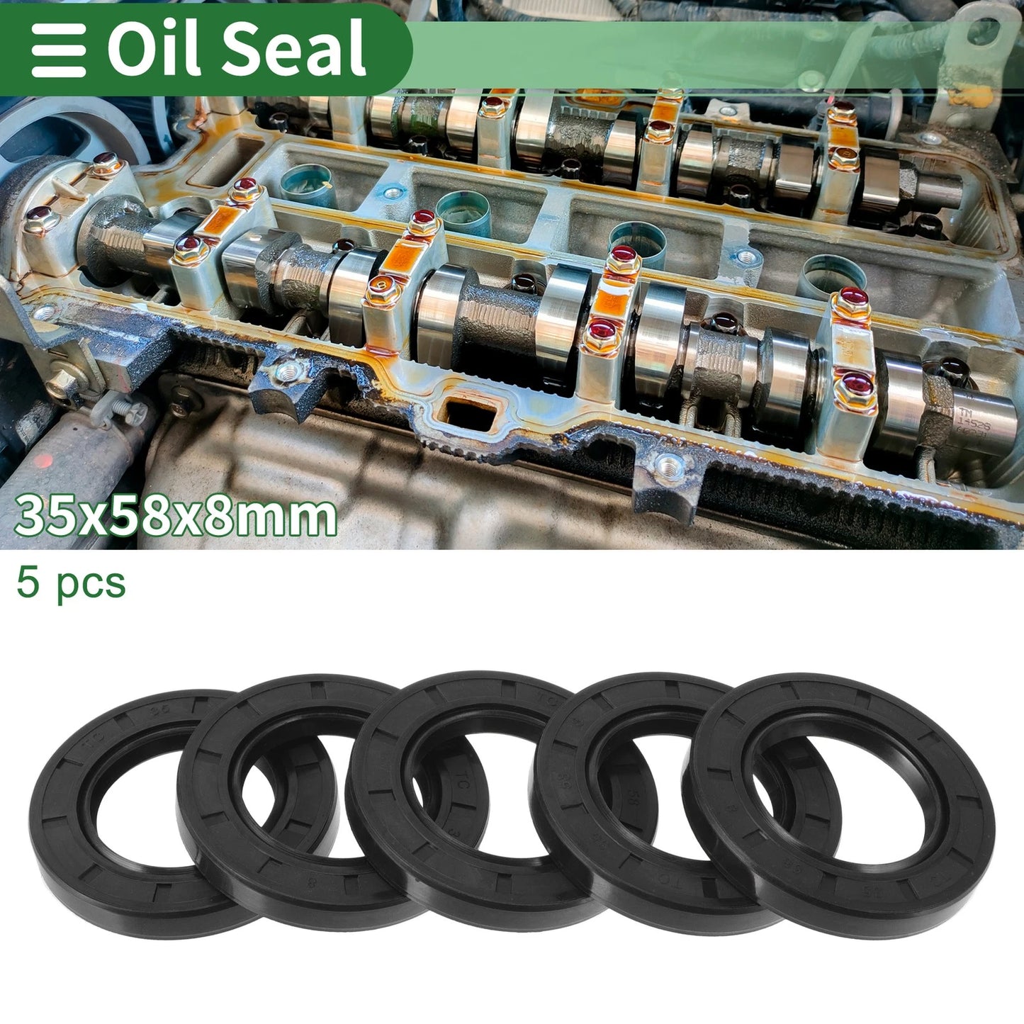 Oil Seal 35x58x8mm Seal Ring Rotary Shaft NBR Rubber 5 Pcs