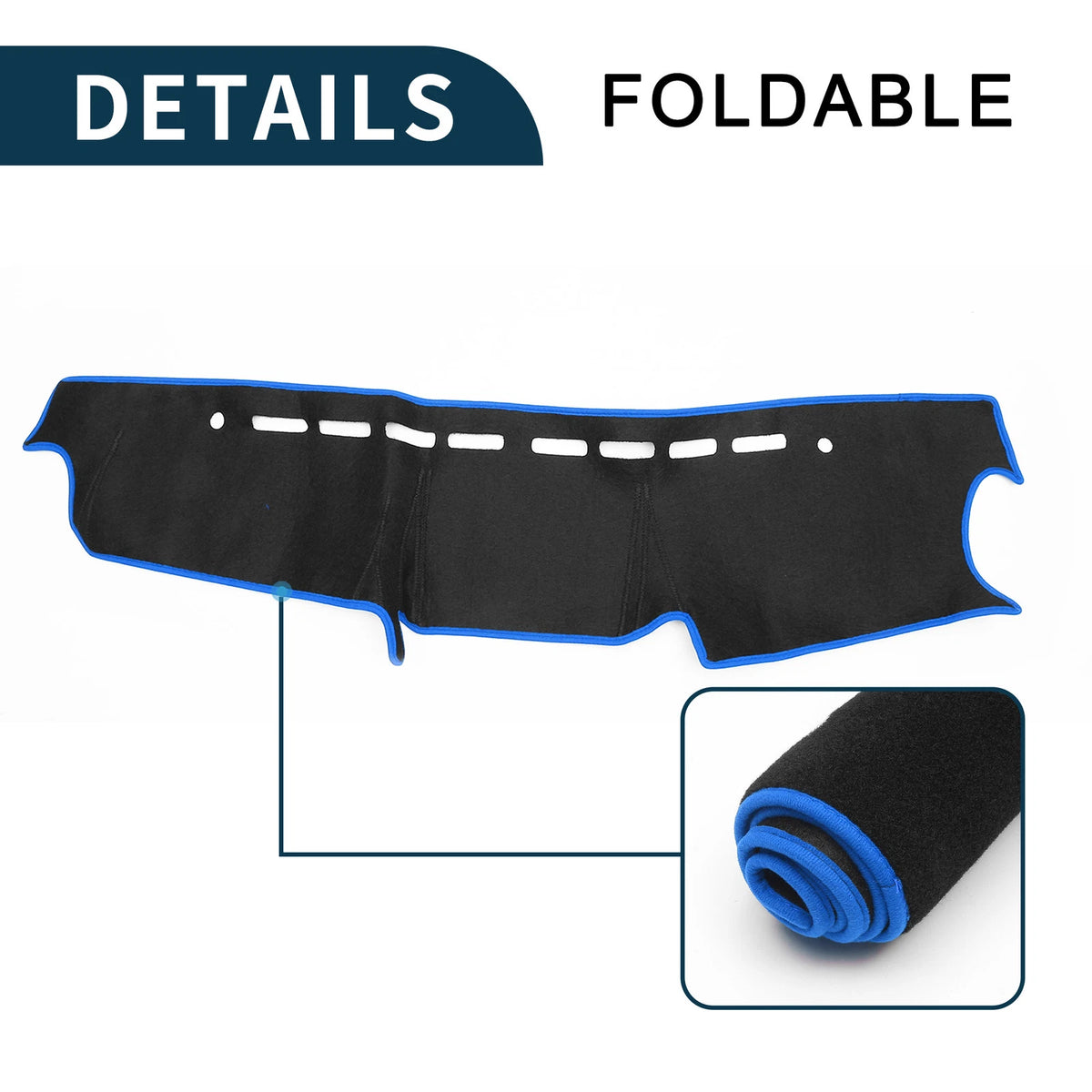 Dashboard Cover Mat for Suzuki Jimny JB64 JB74 2018-2024 Black Blue 1 Set