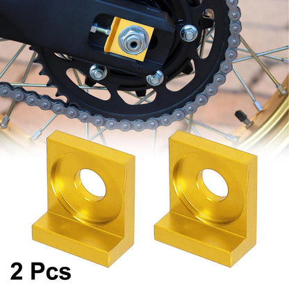 Chain Adjuster Block Gold Tone / 2 x 12mm Hole Dia / Chain Adjuster Block for Motorcycle