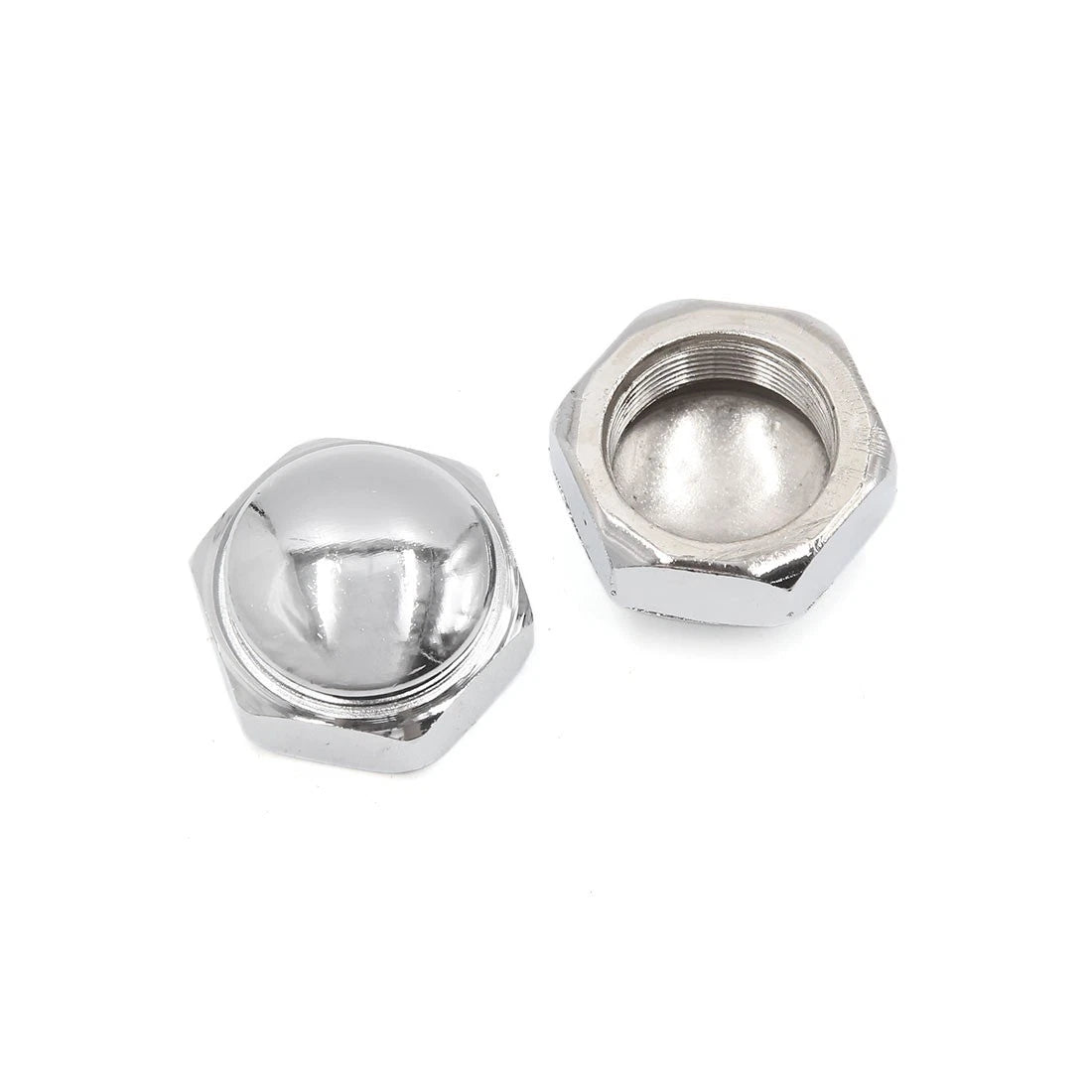 2 x M22x1.0 Thread Metal Motorcycle Steering Wheel Shaft Cap Acorn Hex Nuts