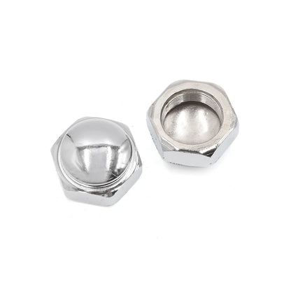 2 x M22x1.0 Thread Metal Motorcycle Steering Wheel Shaft Cap Acorn Hex Nuts