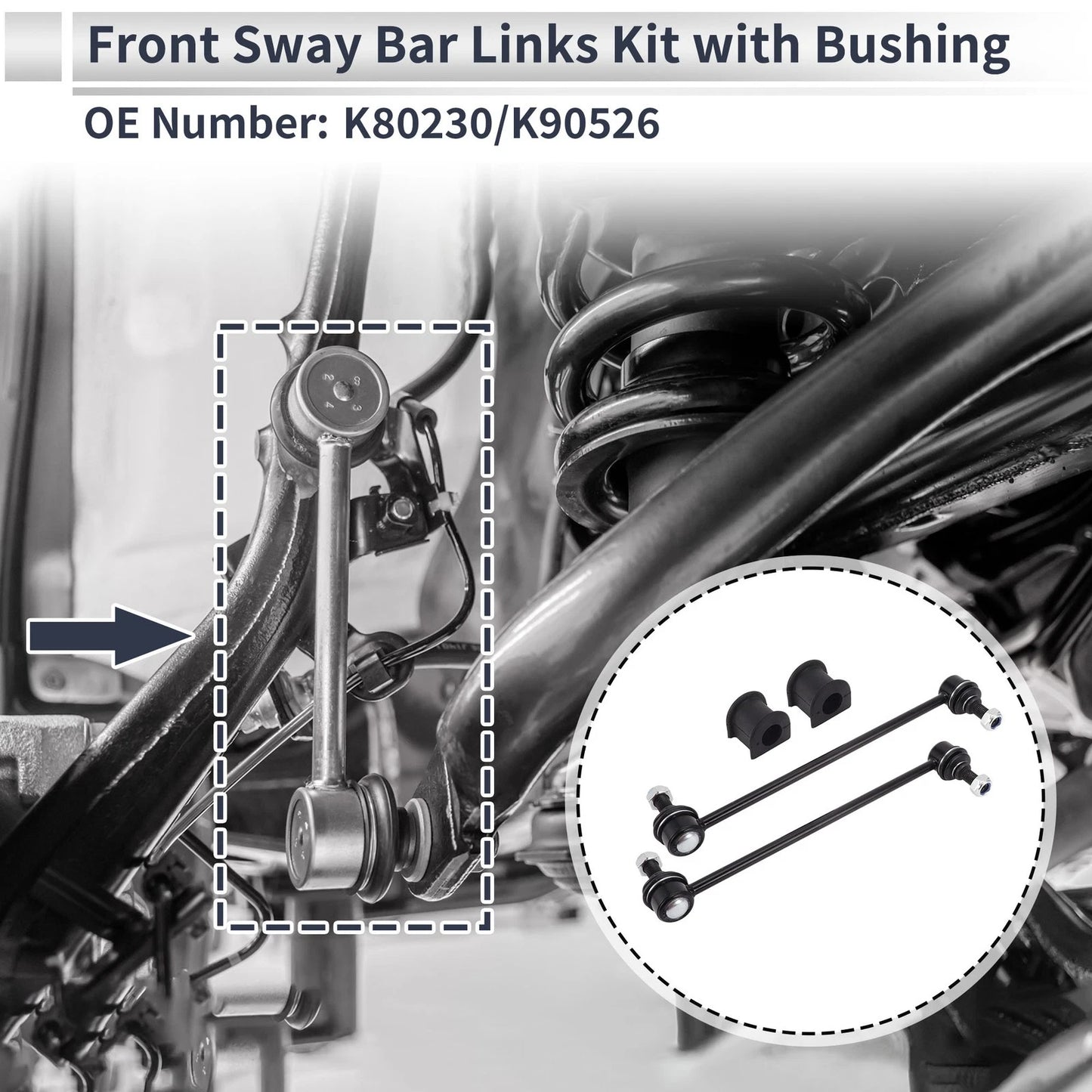 Front Stabilizer Bar Links 2 x Pcs Bushing for Toyota Matrix (2003-2014)