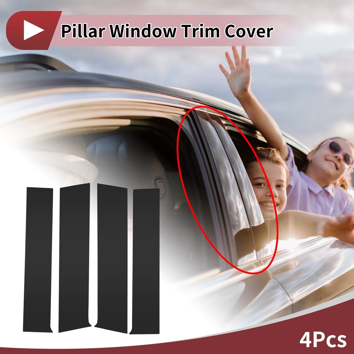 4 Pcs Car Door Pillar Window Trim for Toyota Tacoma (2024–2025)