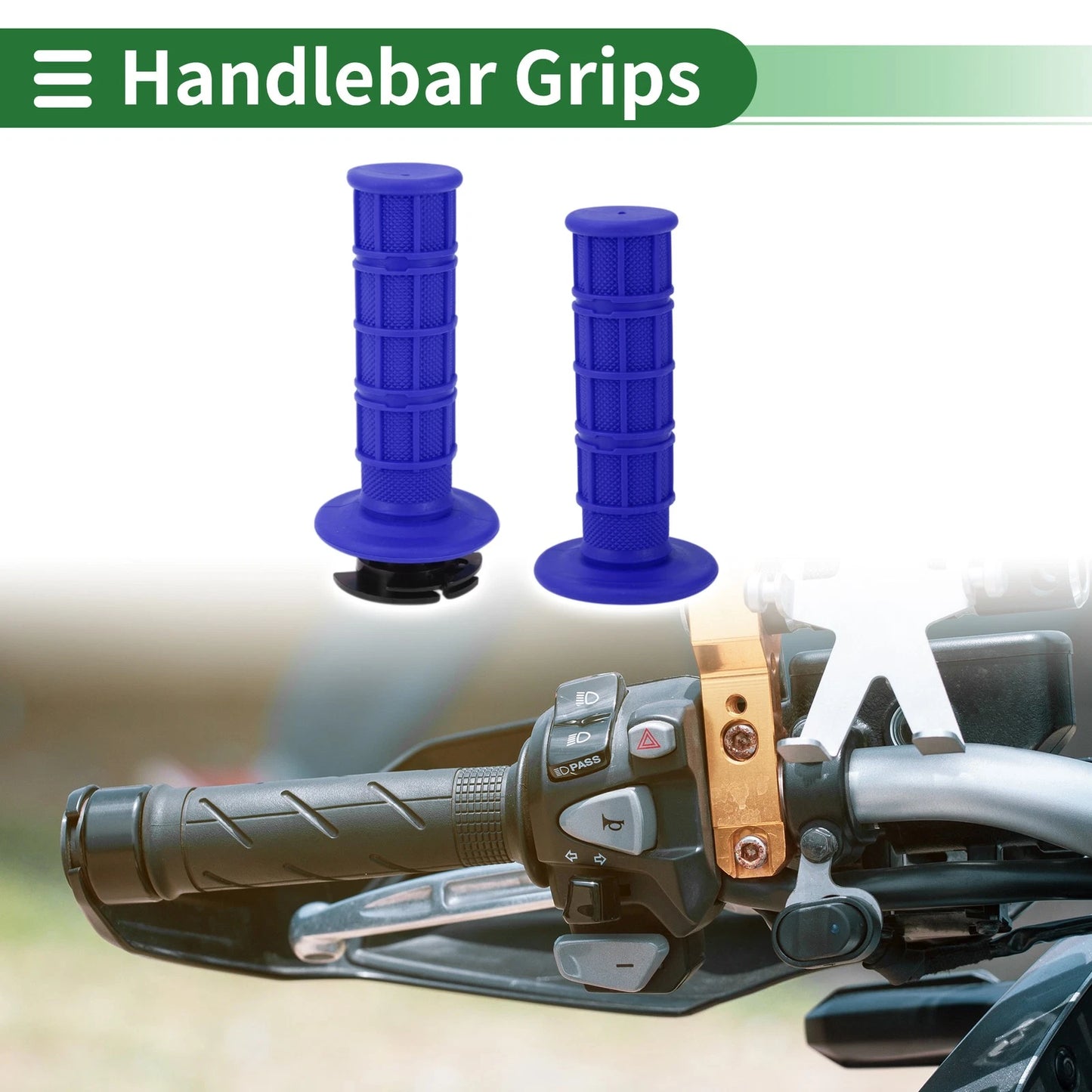 7/8" 22mm Hand Grips Cover Kit TPR Blue for Motorcycles