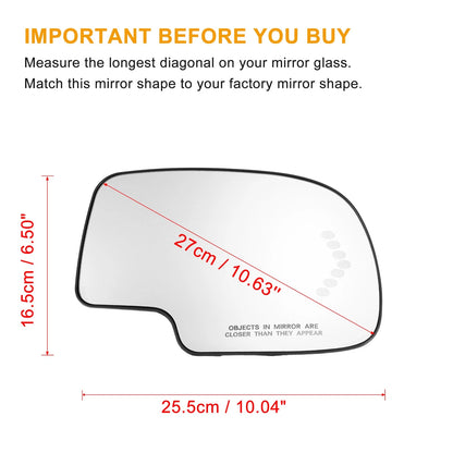 Right Rearview Heated Mirror Glass for Chevy Silverado Avalanche Suburban