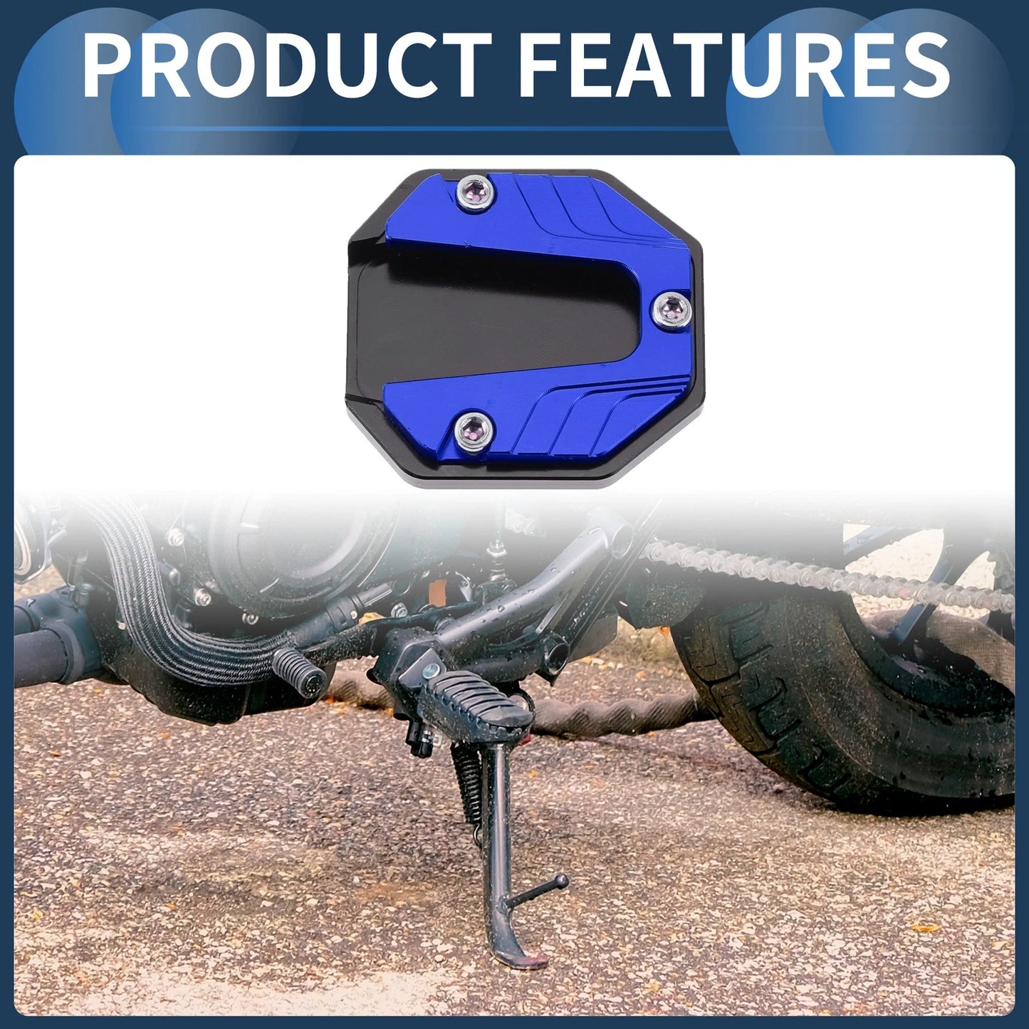 Kickstand Pad 1 Aluminum Alloy Blue for Motorcycle