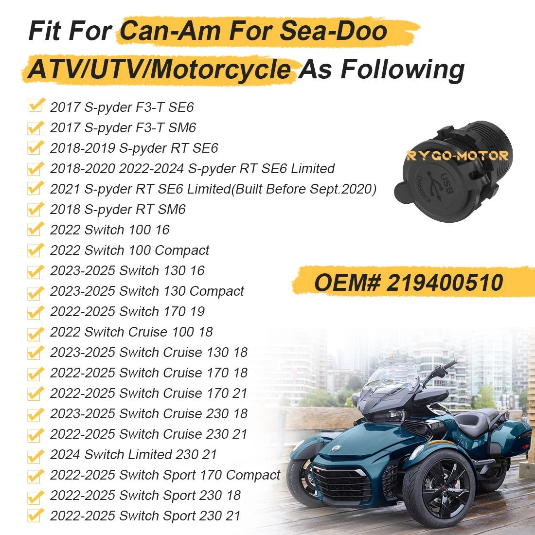 12v DC / Dual USB Upgrade for Can-Am Outlander G2, G2L, G2S