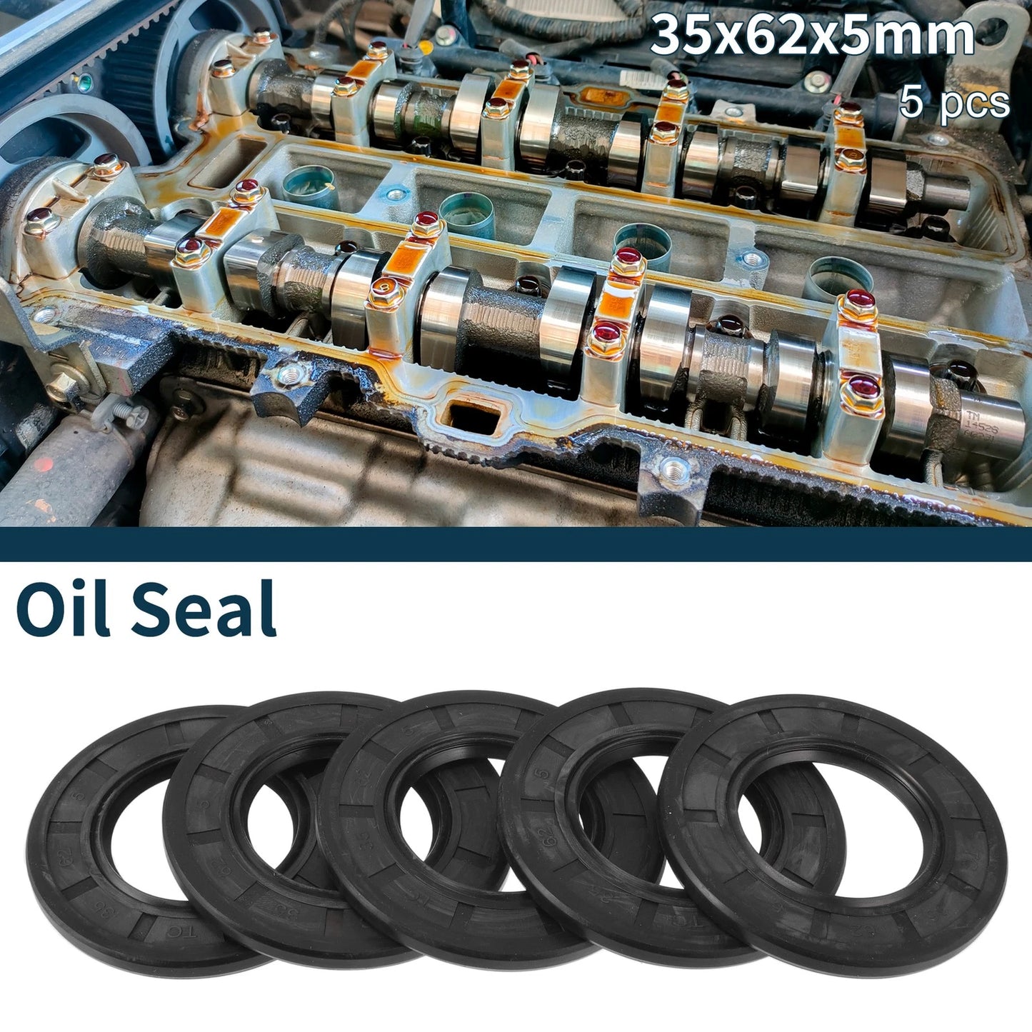Oil Seal / 35x62x5mm / Seal Ring Rotary Shaft Seal NBR Rubber Black 5pcs