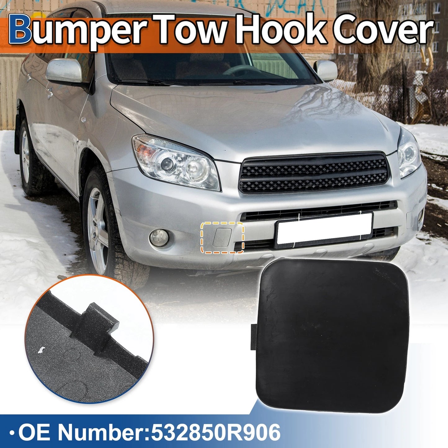 Front Car Bumper Tow Hook Cover for Toyota Rav4 (2009-2011) Unpainted