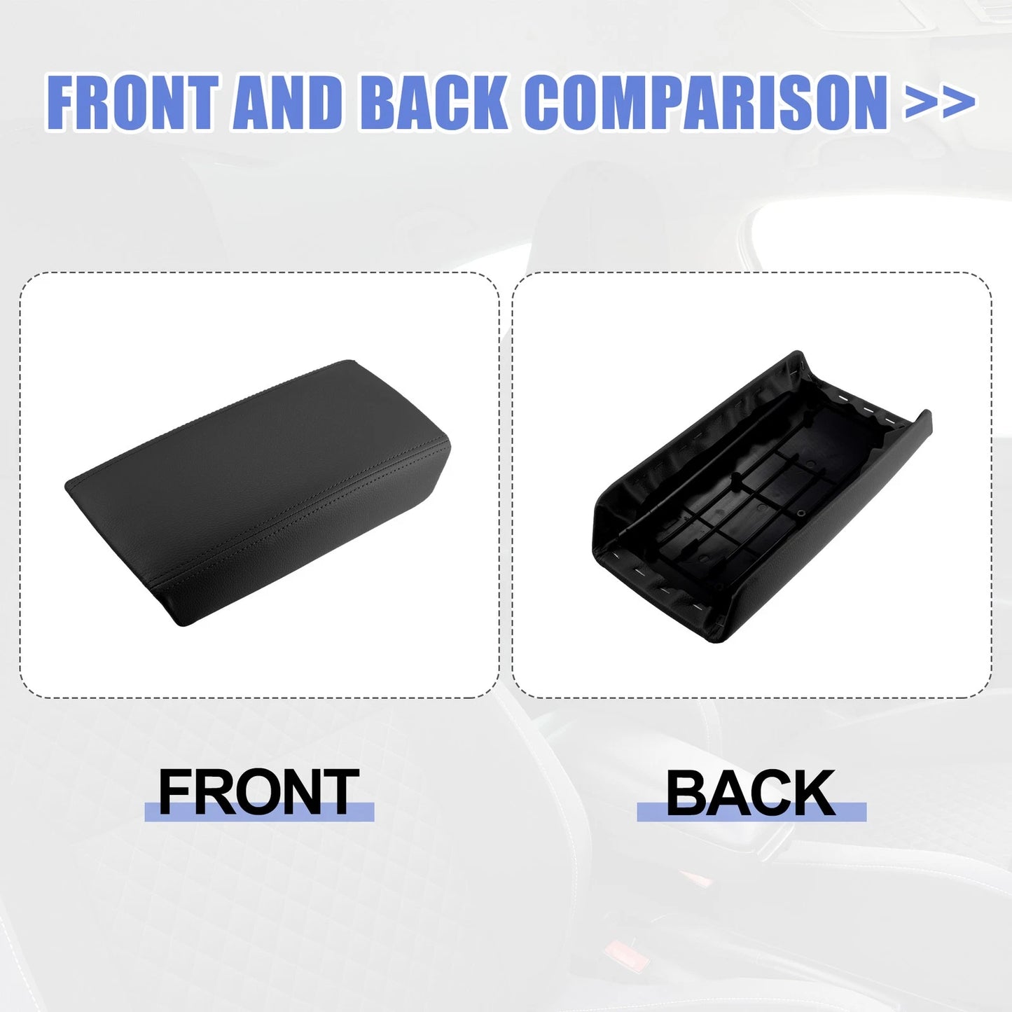 Center Console Lid Armrest Cover for Honda Accord (2003-2007) Faux Leather Black