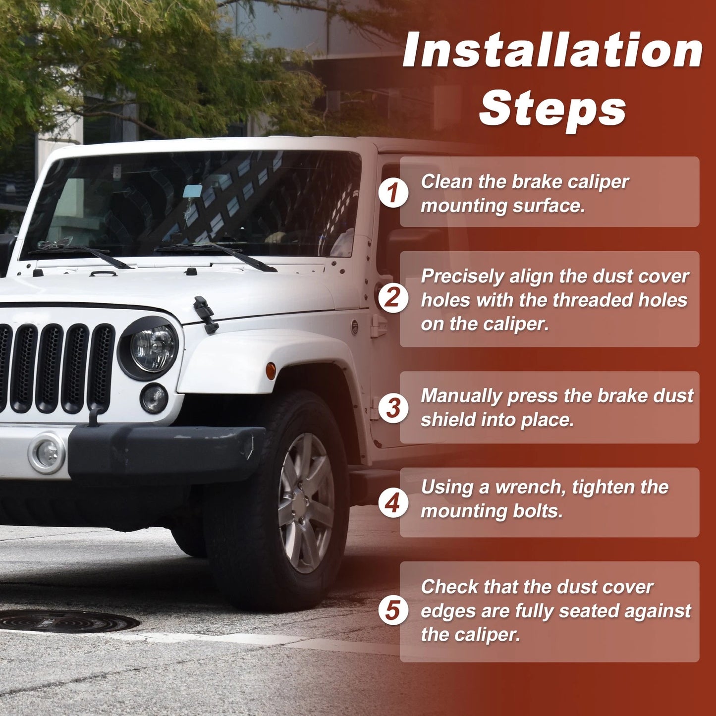 Front Left & Right Brake Dust Shields for Jeep Wrangler JK (2018)