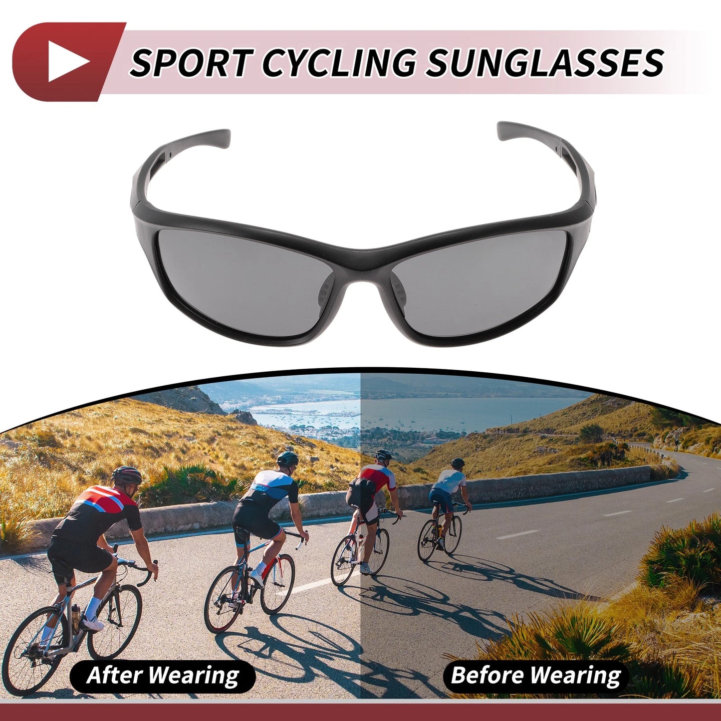 1 Pc Motorcycle Riding Goggles Deep Gray Lens Black Frame for Make Model