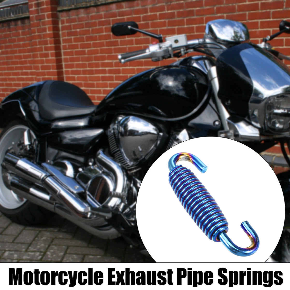 6 x 55mm 2.17" Motorcycle Muffler Exhaust Pipe Spring Stainless Steel Blue