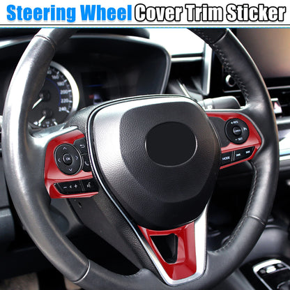 3 x Red Car Interior Steering Wheel Cover Trim for Toyota Corolla (2020-2022)