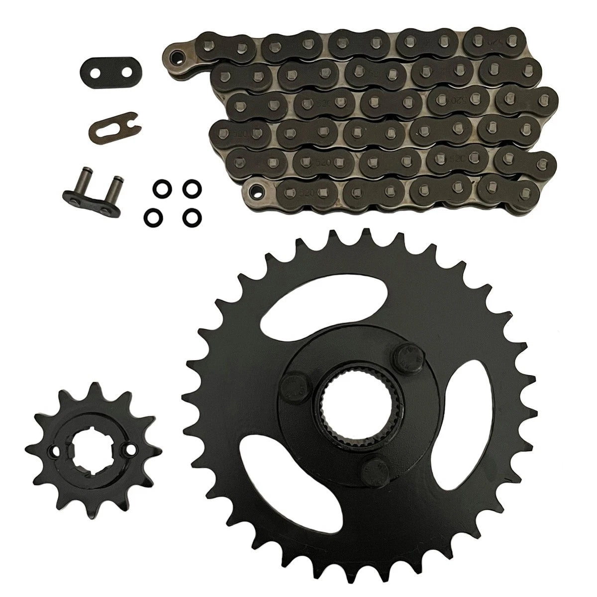 Black Chain & Sprockets / 520x60, 12/32 / Polaris RZR 170 (2009–2016)