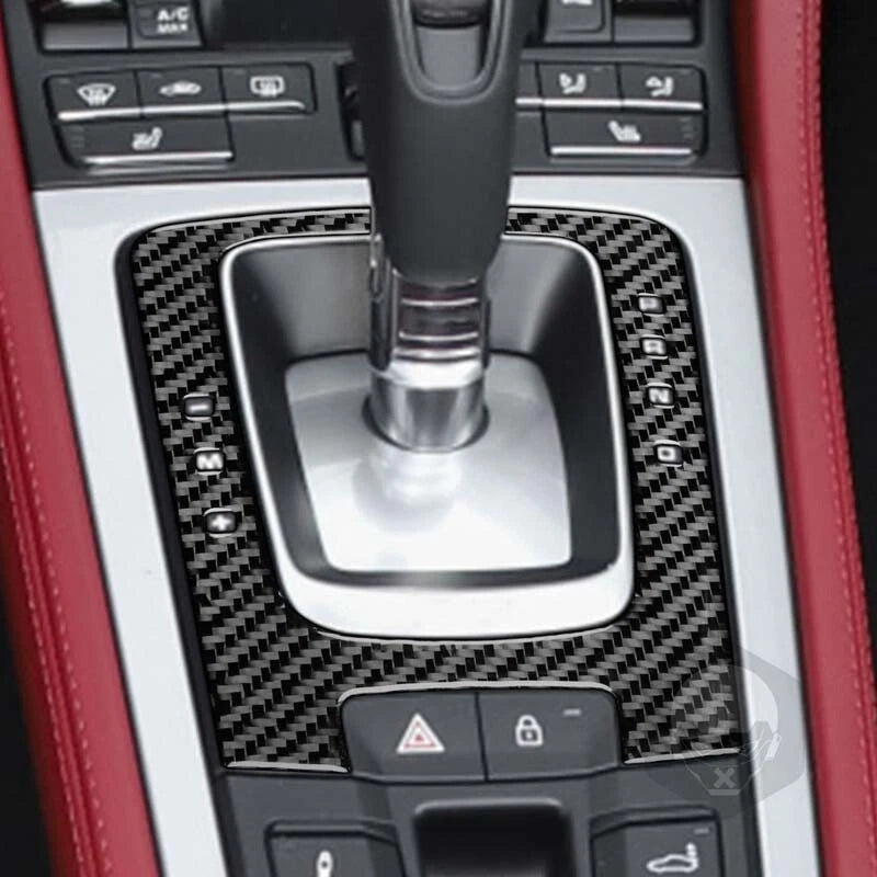 Carbon Fiber Center Console Gear Shift Cover Trim Fit For Porsche 718 2016-2020