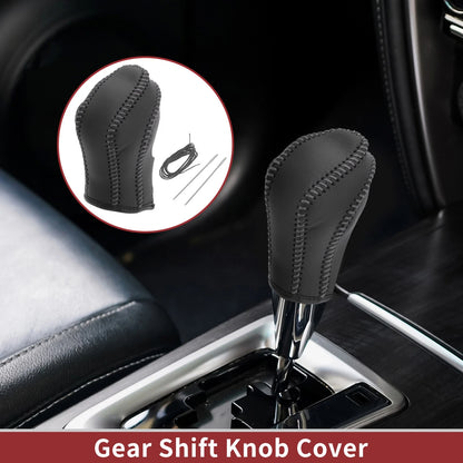Car Gear Shift Knob Cover for Nissan Maxima (2016-2023) Black Gray Faux Leather