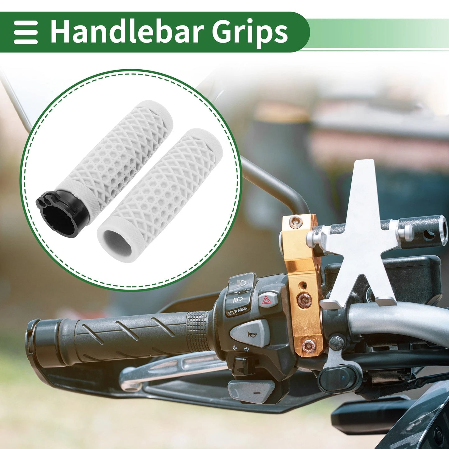 25mm Hand Grips Cover Kit for Motorcycle TPU White