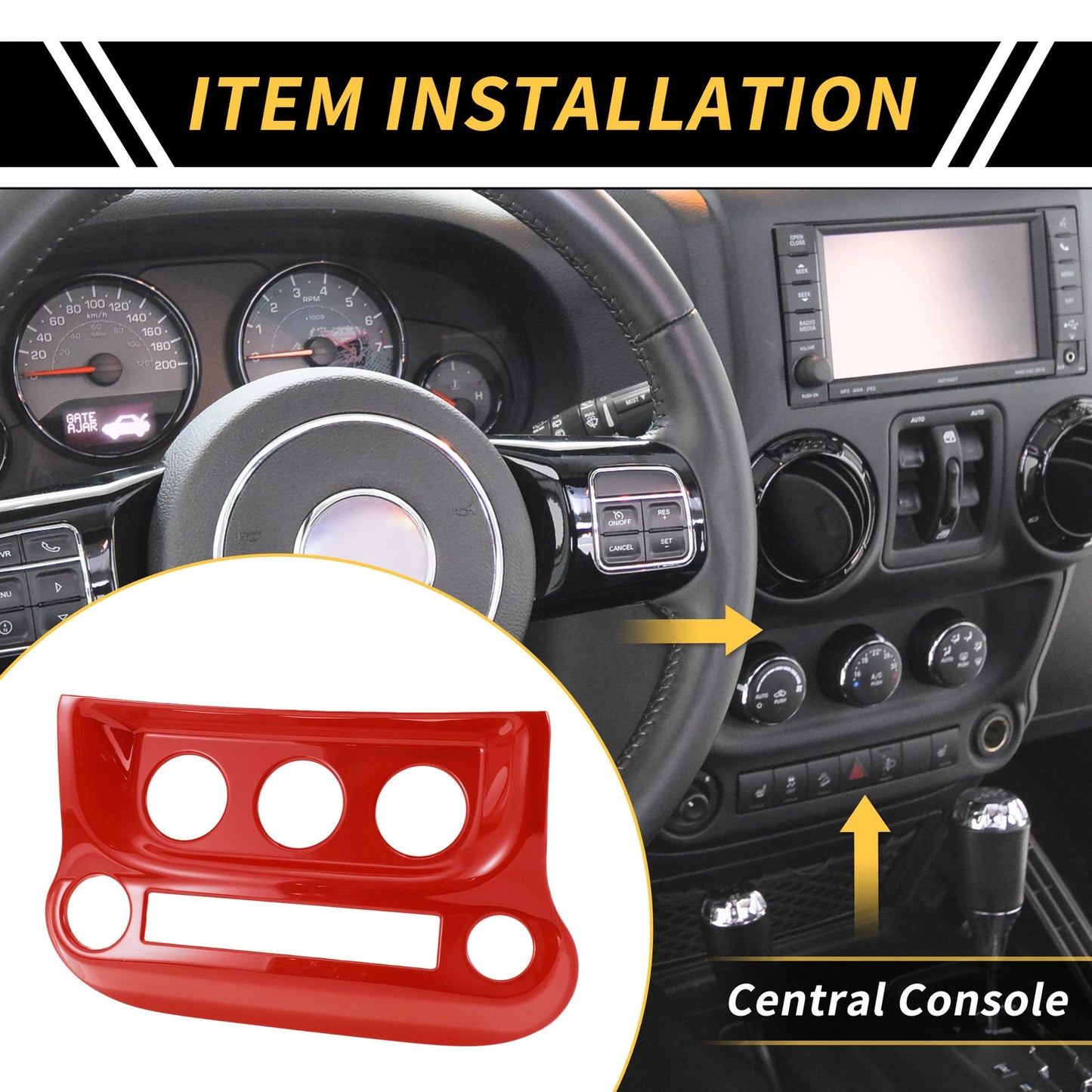 AC Switch Control Cover Trim for Jeep Wrangler JK JKU 2011-2017 Red