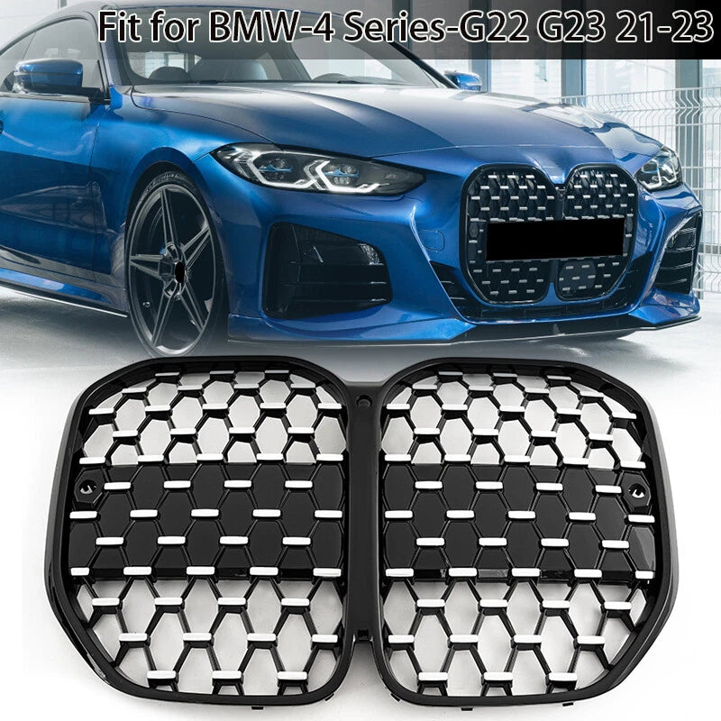 Meteor Style Front Bumper Center Kidney Grille for BMW 4 Series G22 G23 (2020-2023)