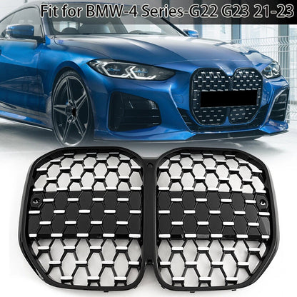 Meteor Style Front Bumper Center Kidney Grille for BMW 4 Series G22 G23 (2020-2023)