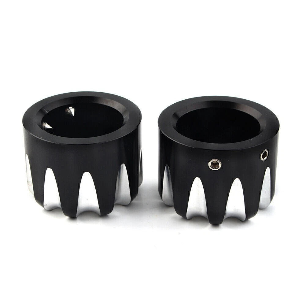 Black CNC Cut Axle Nut Cover for Harley Electra Street Road Glide
