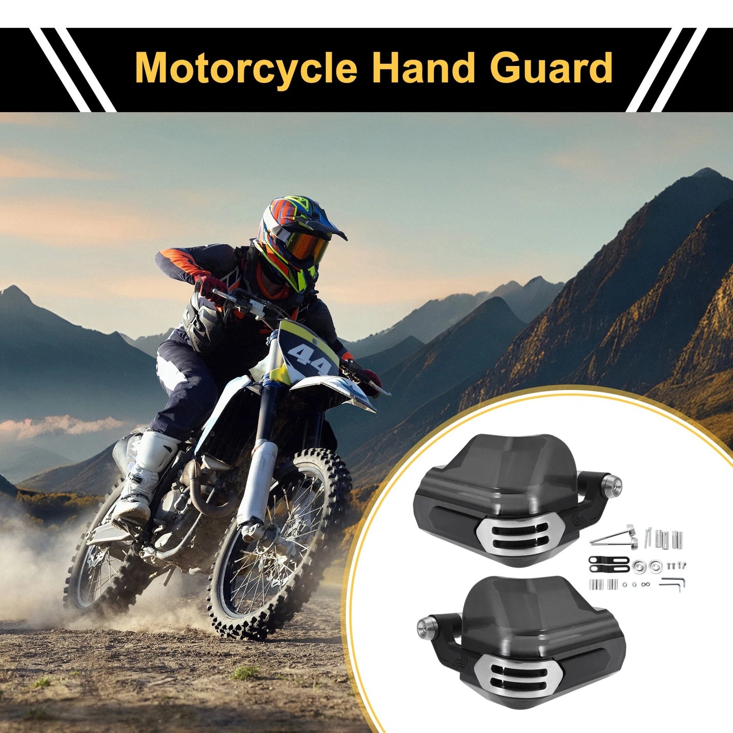 Universal Hand Guard for Motorcycles Knuckle Guard Protector Silver Tone PC