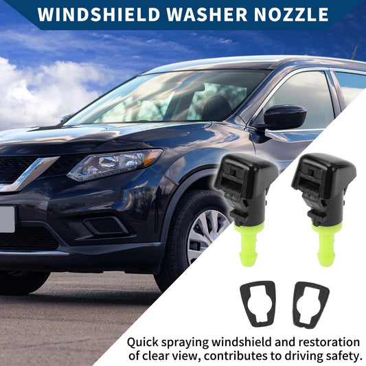 2 x Front Windshield Washer Nozzles for Jeep Patriot (2007-2017) Black Green
