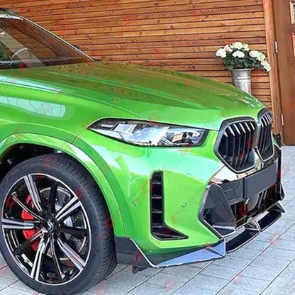 Carbon Black Front Bumper Lip Spoiler for BMW X6 G06 M Sport (2023-Up)