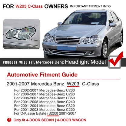 Right Headlight Lens Cover for Mercedes Benz C-Class W203 (2001-2007)