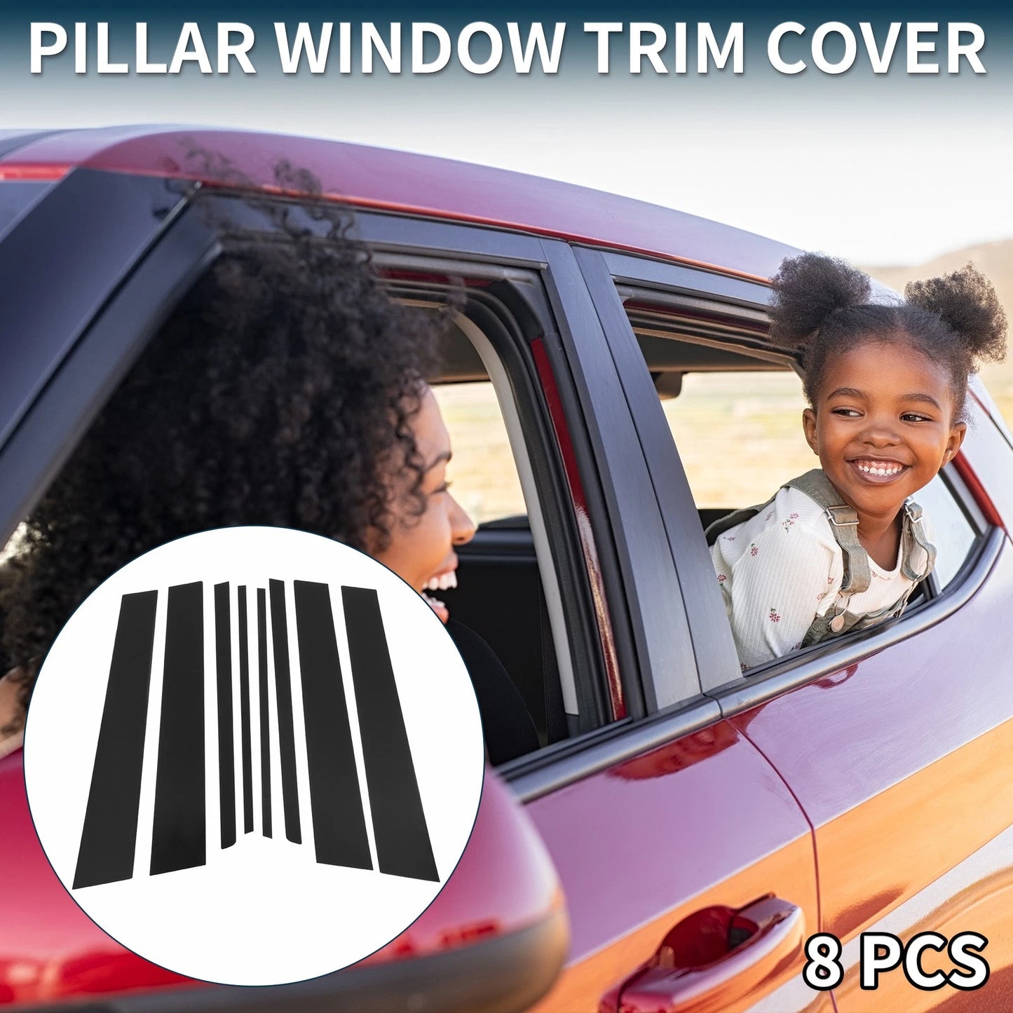 8 Pcs Door Pillar Window Trim for Toyota Innova 2016-2022 Black