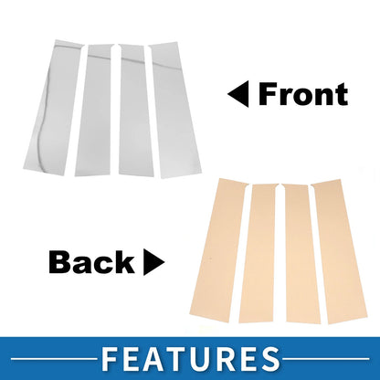 4 Pcs Door Pillar Window Trim for Toyota Tundra (2022-2023) Chrome Silver
