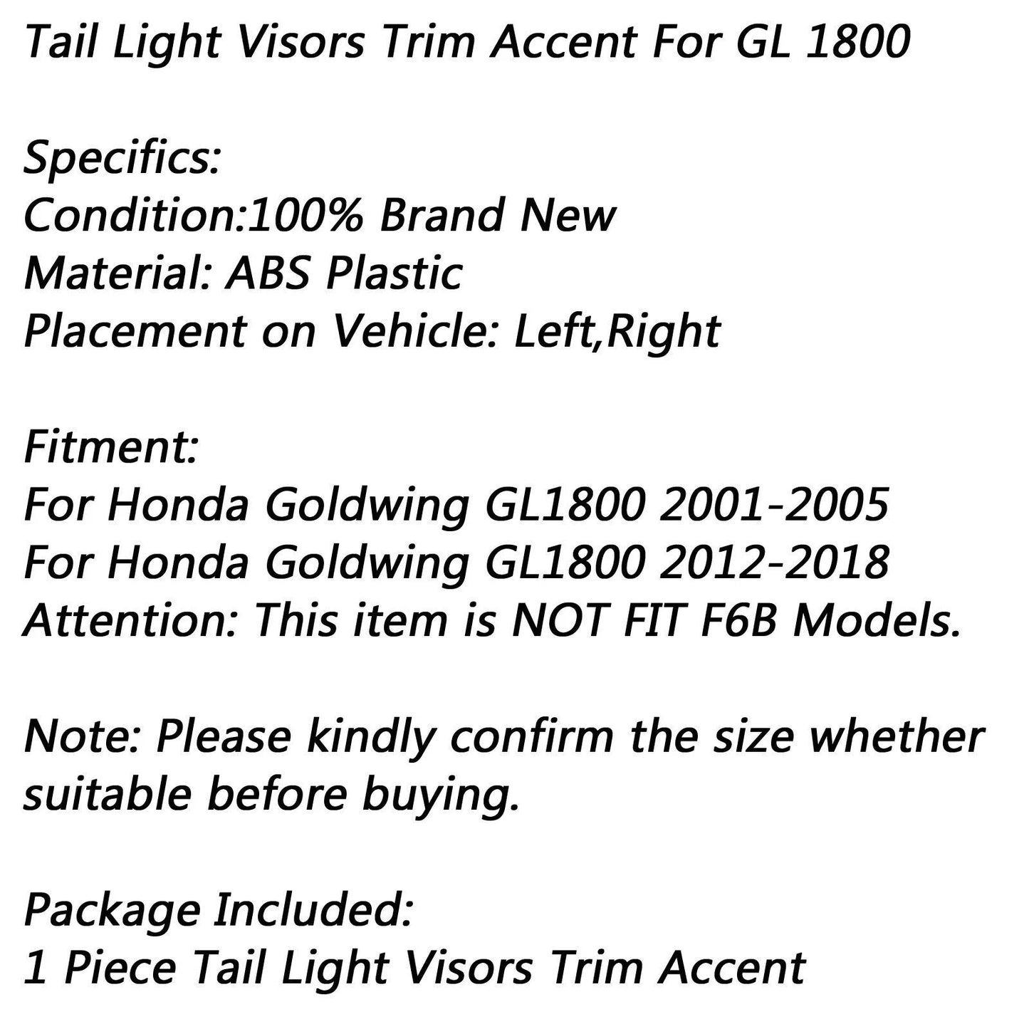 Tail Light Visors Trim Accent for Honda Goldwing GL1800 (2001-2017)