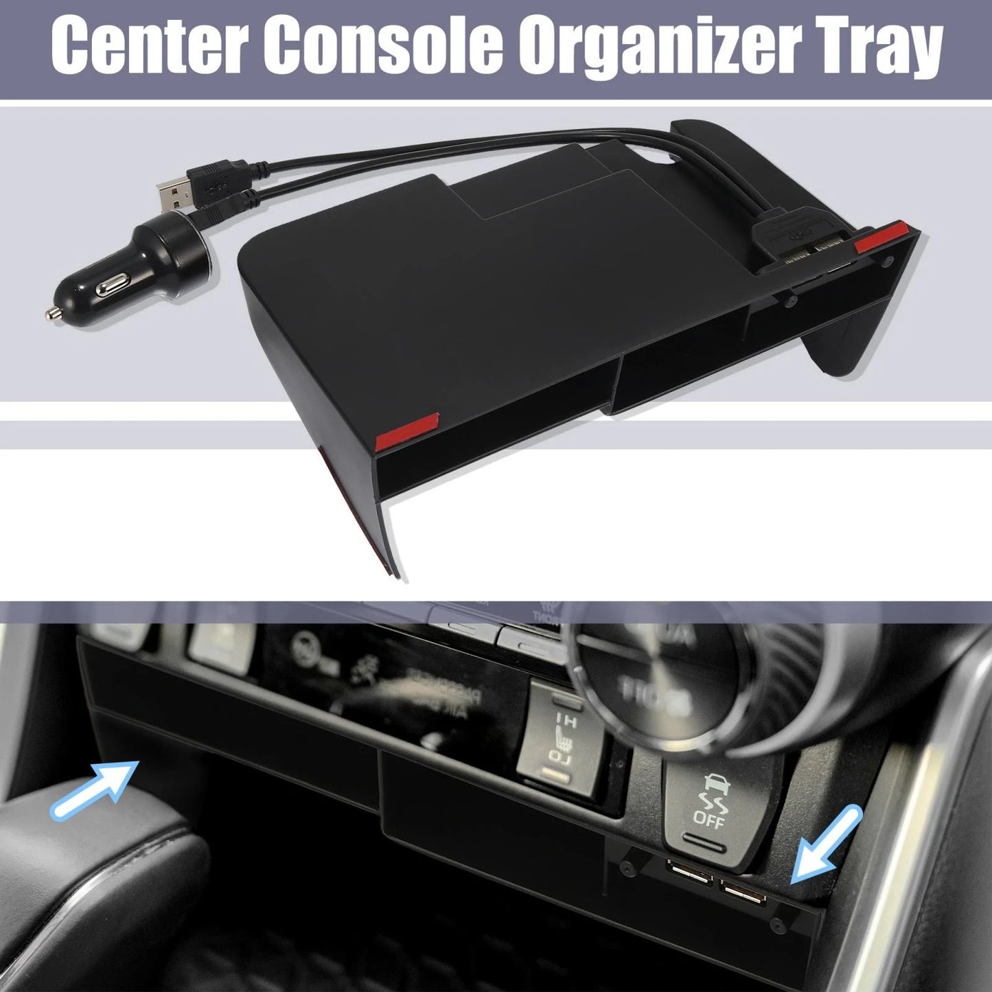 1pcs Black Center Console Box Organizer for Toyota RAV4 (2019–2021)