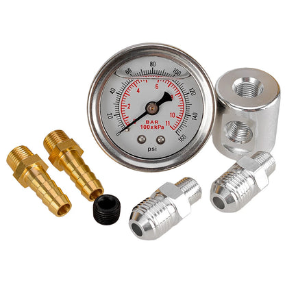 1/8" NPT Fuel Pressure Gauge 0-160 psi for Universal Vehicles