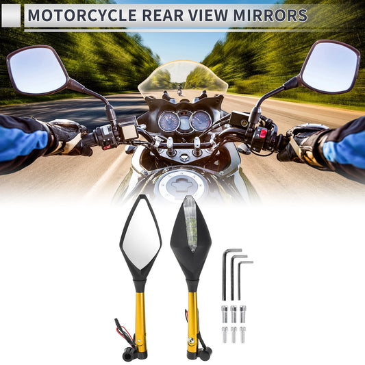 M8/M10 Rear View Mirrors Gold Tone Aluminum Alloy for M8/M10