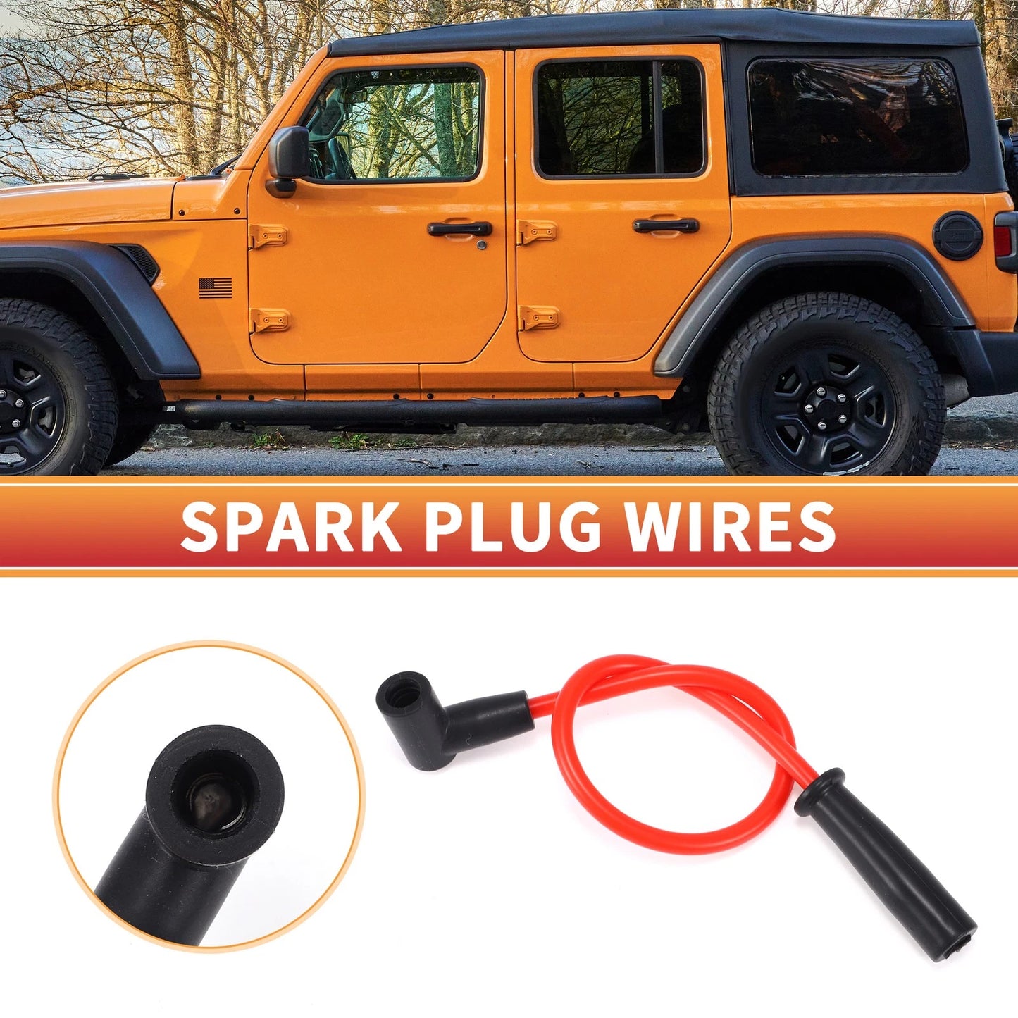 7 Pcs Spark Plug Wire Ignition Coil Cables for Jeep Cherokee XJ (1984-2001)