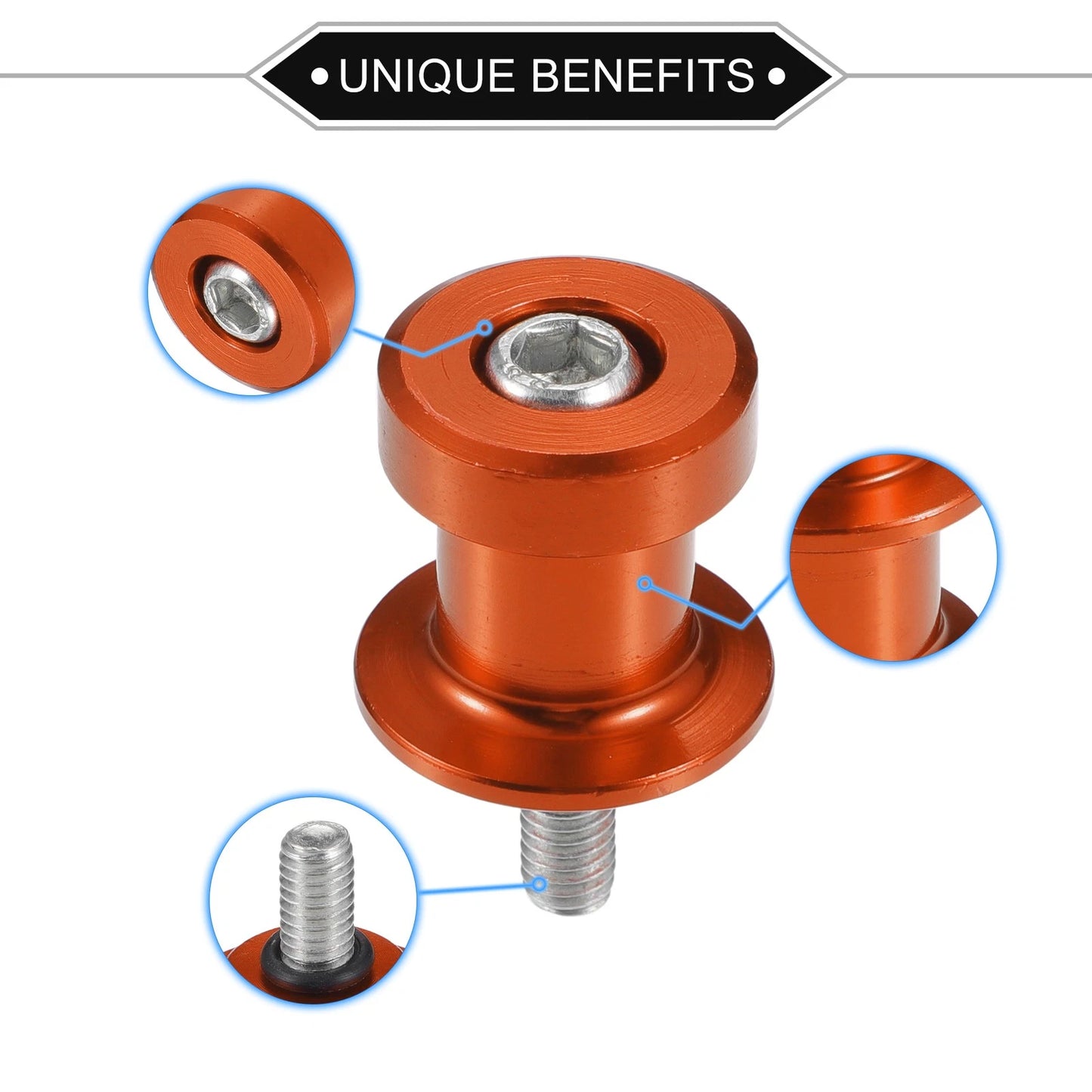 Pair / 6mm / Swingarm Spools for Motorcycle Orange